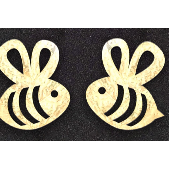 Cercei din lemn taiati cu laser, Intrahome, albina draguta, 3x3 cm, set