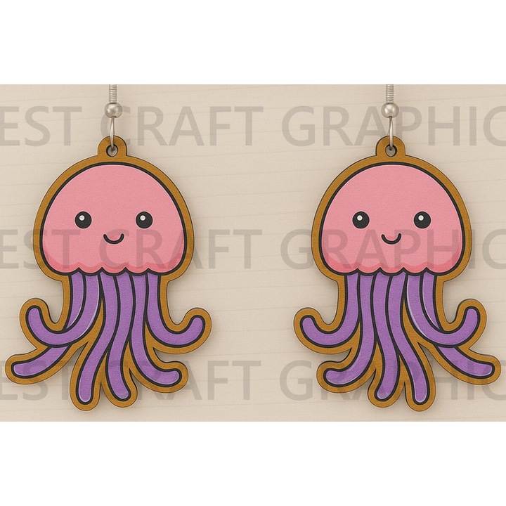 Cercei din lemn de plywood 3mm-4mm, Intrahome, set, 3x3cm