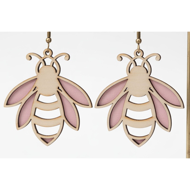 Bijuterii dama, Intrahome, set skoularikia cu stromata melissas, din plywood 3mm-4mm, dimensiune 3x3cm