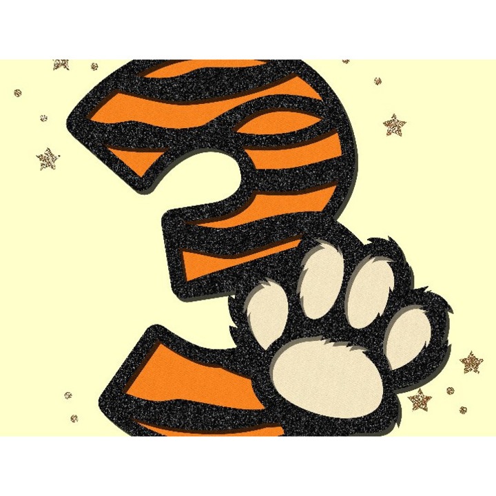 Numere 3D Tigru Dragut din Plywood, 20x20 cm, set, Intrahome