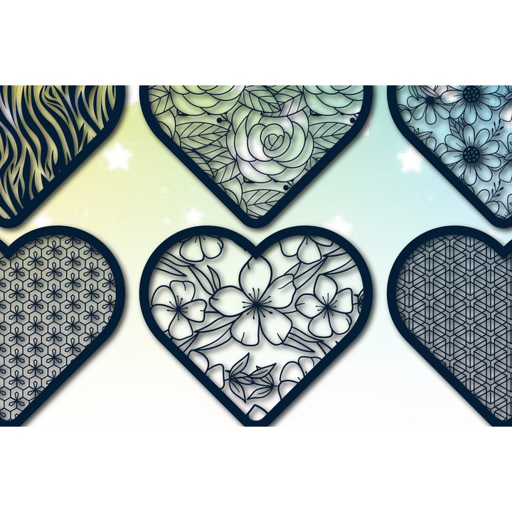 Pachet Cute Valentine Heart Cut, Intrahome, din placaj 3mm-4mm, 25x25cm