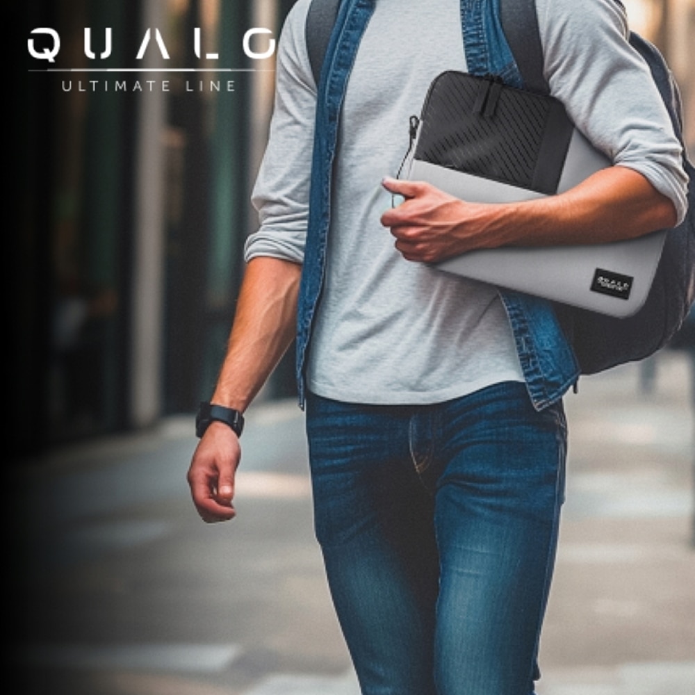 Qualo Ultimate - Geantă universală pentru laptop 13"3" gri-negru pentru laptop/tabletă