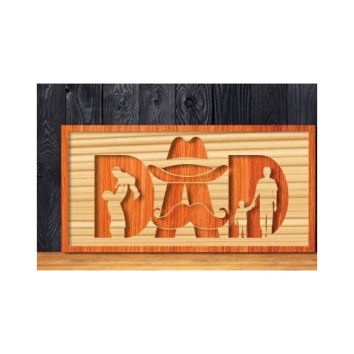 Placa lemn, Intrahome, design taiat cu laser, 3mm-4mm, 30x20cm, fabricata in Grecia