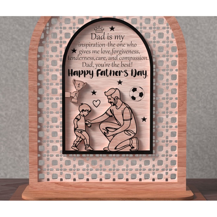 Semn decorativ din lemn taiat cu laser, Intrahome, "You're the Best", 20x25 cm, 3mm-4mm