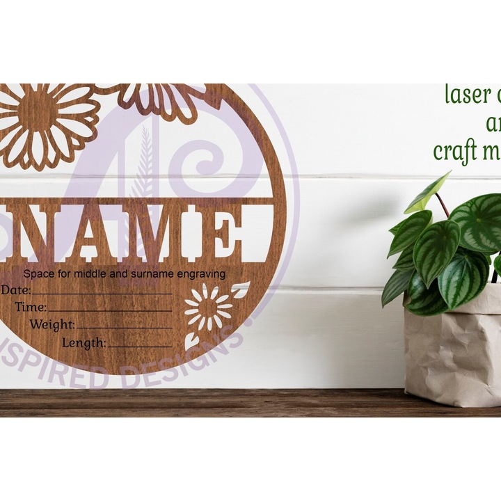Placa decorativa din lemn cu flori Daisy, 30x20cm, pentru camera copilului, fabricata in Grecia