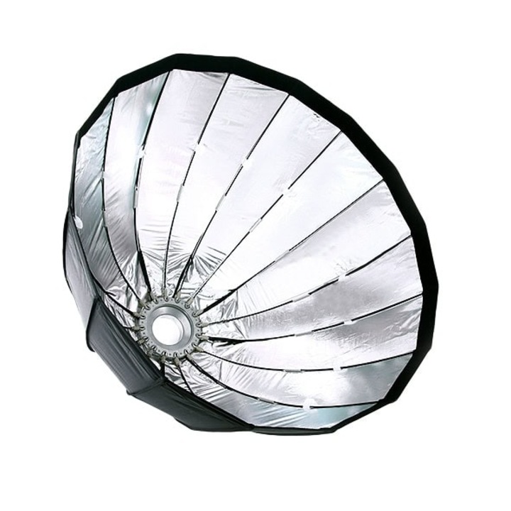 Softbox parabolic 120cm, Generic, montura Bowens, argintiu/negru, include difuzie, husa de transport