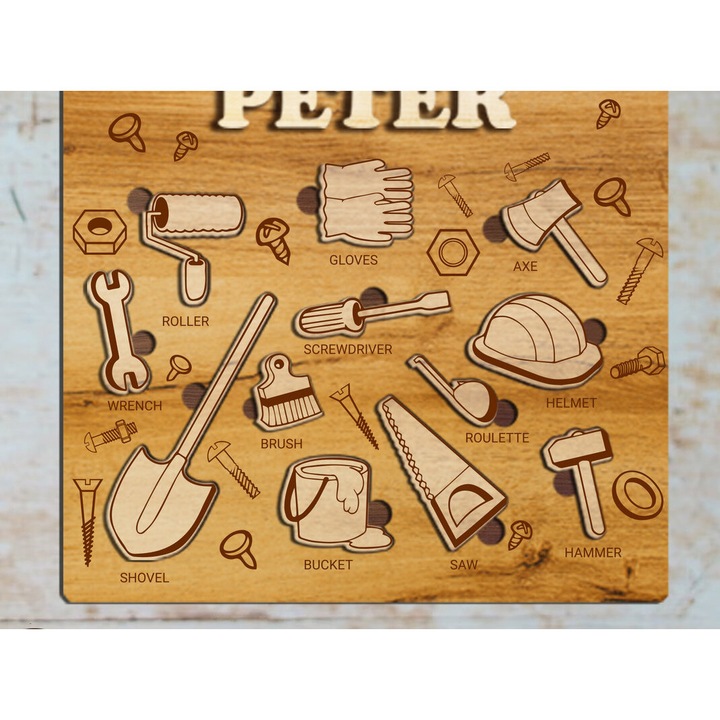 Puzzle din lemn, Intrahome, 3mm-4mm, 11x12cm, set de taiere cu laser