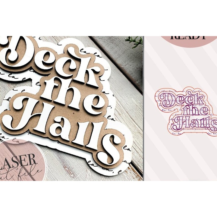 Placa decorativa din lemn, Intrahome, Deck the Halls, 3mm-4mm, 15x15cm