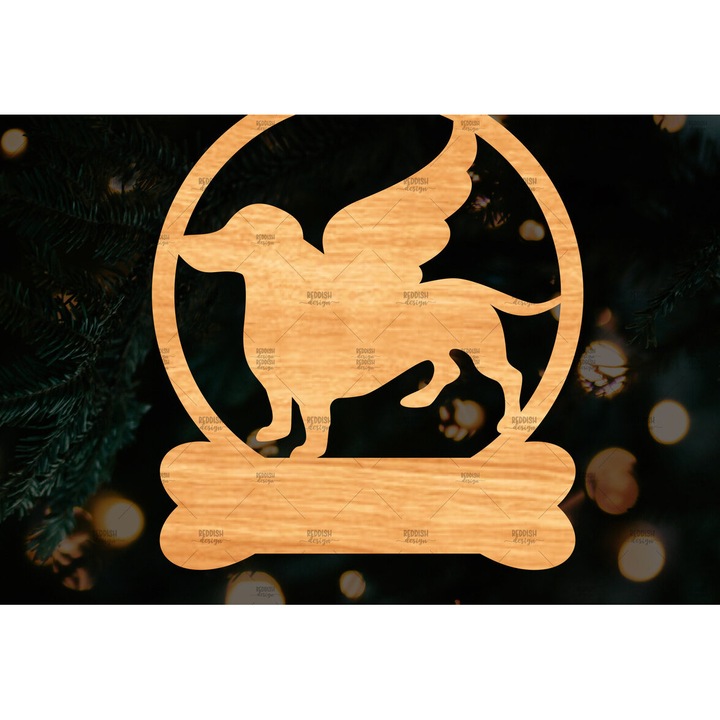 Stolidi memorial Dachshund, Intrahome, din plywood, 3mm-4mm, culoare wenge, dimensiune 6x6cm