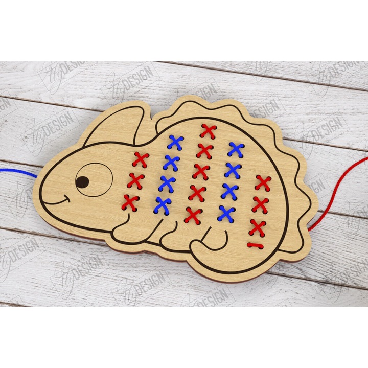 Set de jocuri educative, Intrahome, Cross Stitch Laser Cut, 15x15cm, plywood 3mm-4mm