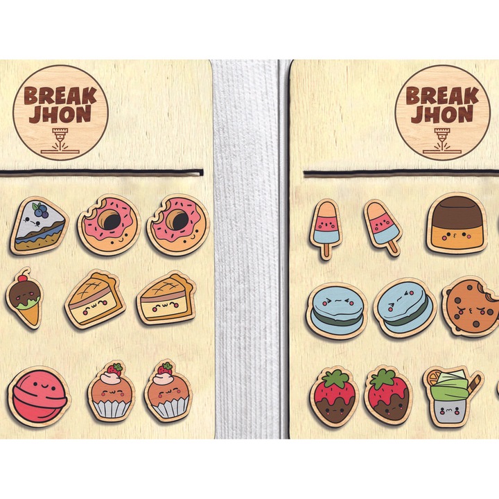 Cercei Kawaii Stud din lemn, Intrahome, 3x3cm, set de 2, grosime 3mm-4mm