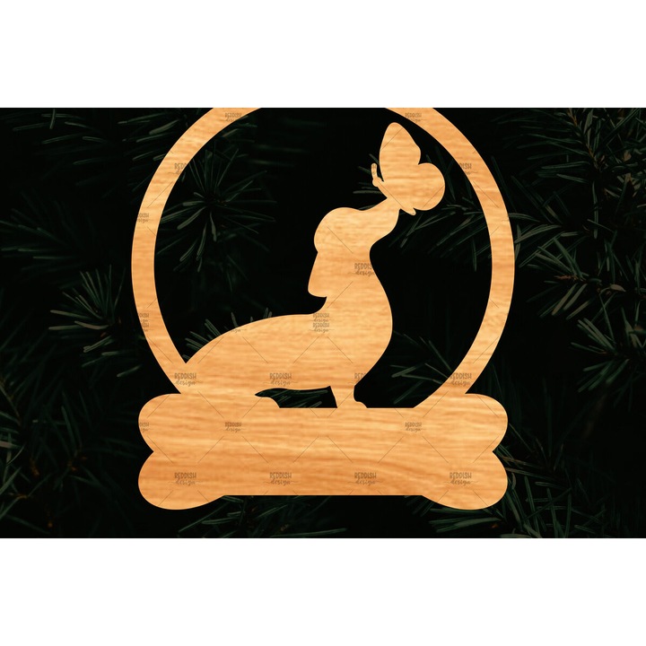 Stolidi memorial Dachshund, Intrahome, din plywood, 3mm-4mm, culoare wenge, dimensiune 6x6 cm