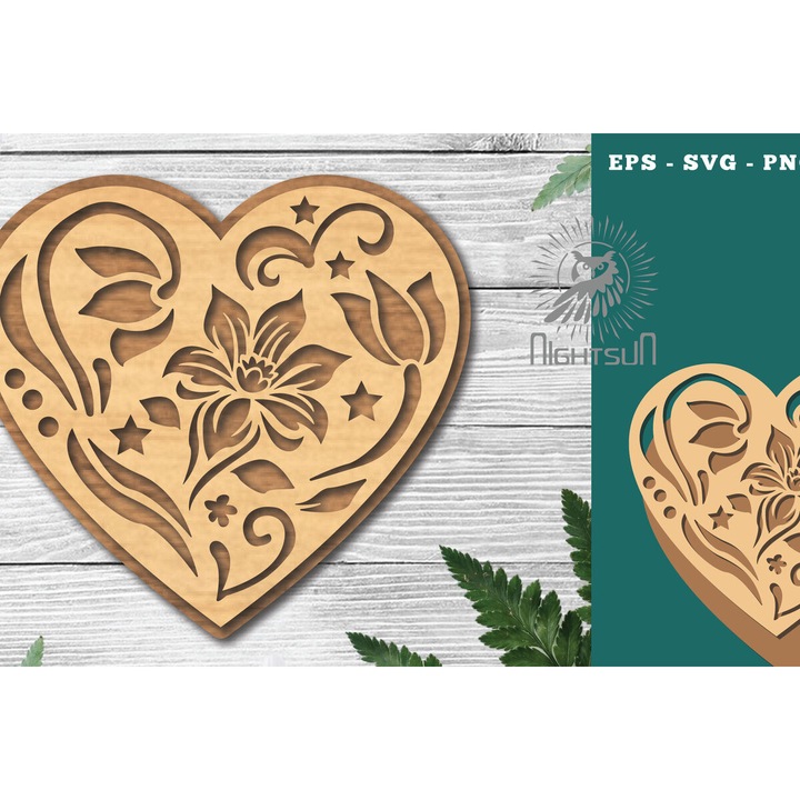 Set diakosmetice din lemn plywood 3mm-4mm, Intrahome, 5 forme inima, 20x20 cm