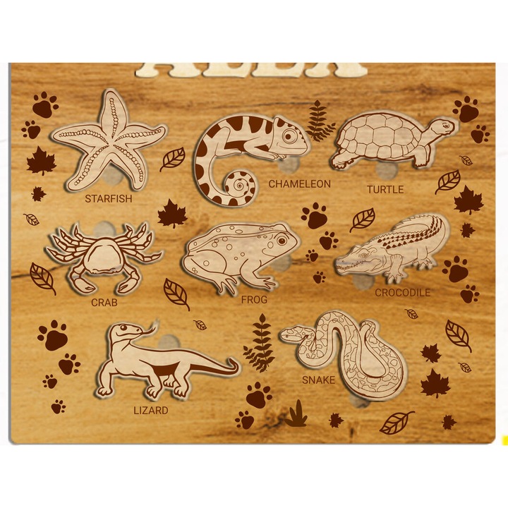 Puzzle din lemn Plywood 3mm-4mm, Intrahome, dimensiune 11x12cm, ideal pentru copii, set creativ