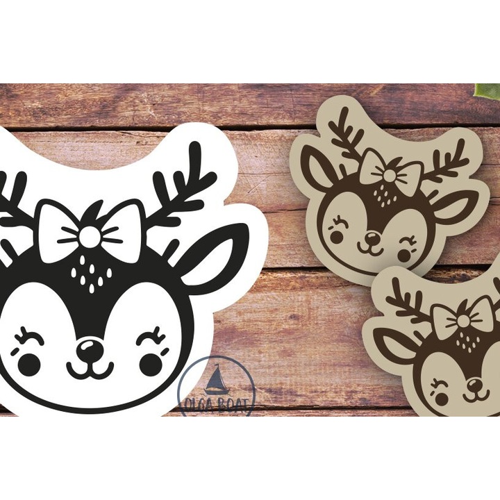 Set de artizanat, Intrahome, skoularikia koritsi tarandos, plywood 3mm-4mm, 3x3cm