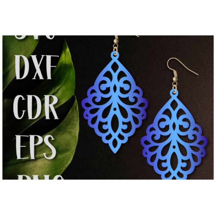 Cercei Dangle Cut, Boho, Plywood 3mm-4mm, 3x3 cm, set