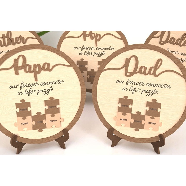 Puzzle din lemn - Intrahome, semn tata, 3mm-4mm, 6x6cm