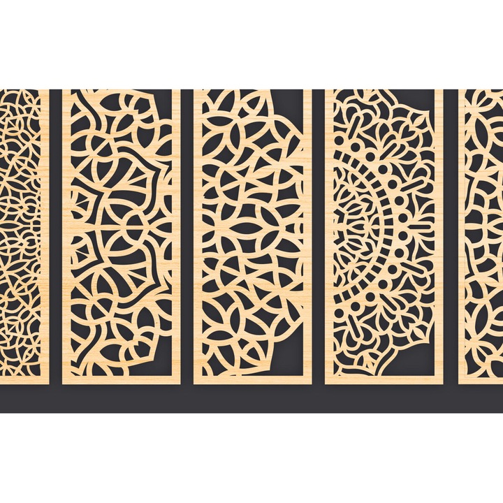 Panou decorativ din lemn taiat cu laser, Intrahome, 3mm-4mm, 6x6cm, set pentru proiecte DIY