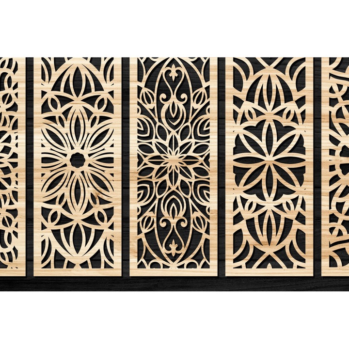 Panou decorativ din lemn, Intrahome, 3mm-4mm, 6x6cm, pentru taiere cu laser