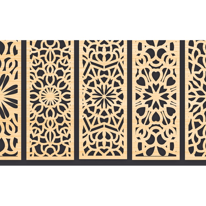 Panou decorativ din lemn taiat cu laser, Intrahome, 3mm-4mm, 6x6cm, ideal pentru proiecte DIY