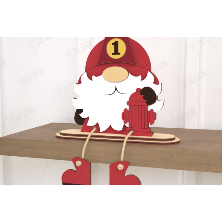 Gnom din lemn pentru decorare, Intrahome, 20x20cm, din plywood 3mm-4mm, ideal pentru proiecte DIY