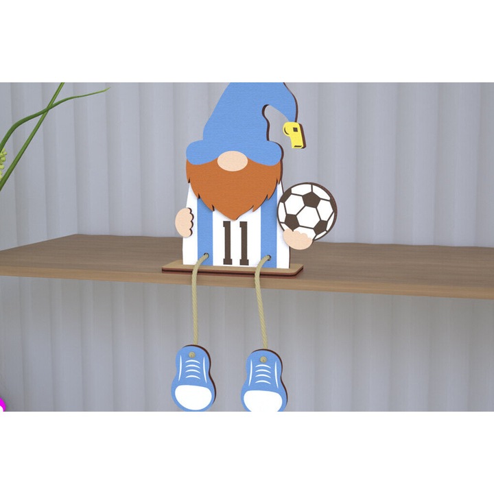 Gnom din lemn decorativ, Intrahome, 20x20cm, din plywood 3mm-4mm, ideal pentru proiecte DIY