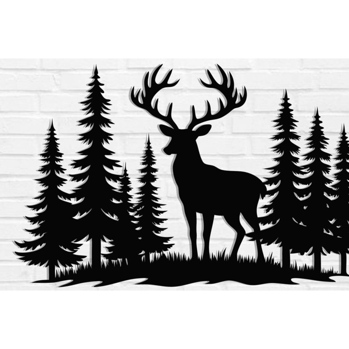 Semn metalic cerb taiat cu laser, Intrahome, din lemn placaj 3mm-4mm, dimensiune 3600x3600cm, set decorativ