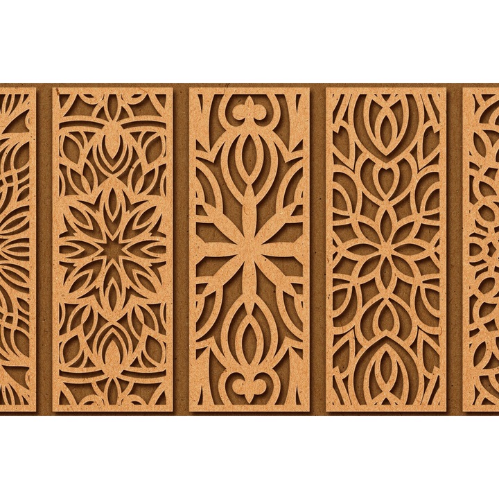 Panou decorativ din lemn taiat cu laser, Intrahome, 3mm-4mm, 6x6cm, ideal pentru proiecte DIY