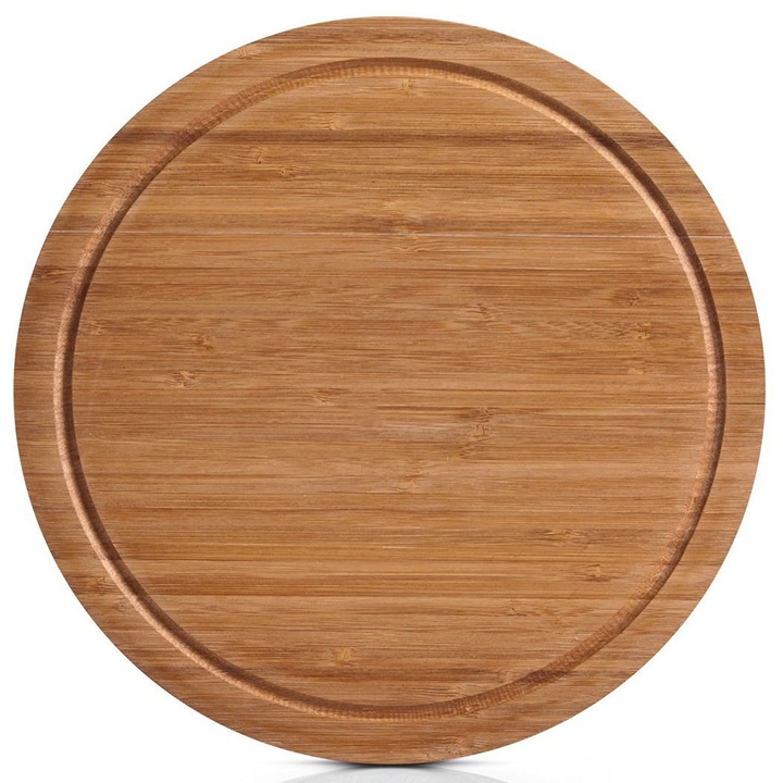 Tocator de bucatarie, Zeller, 30 x 2 cm, Lemn de bambus, Maro