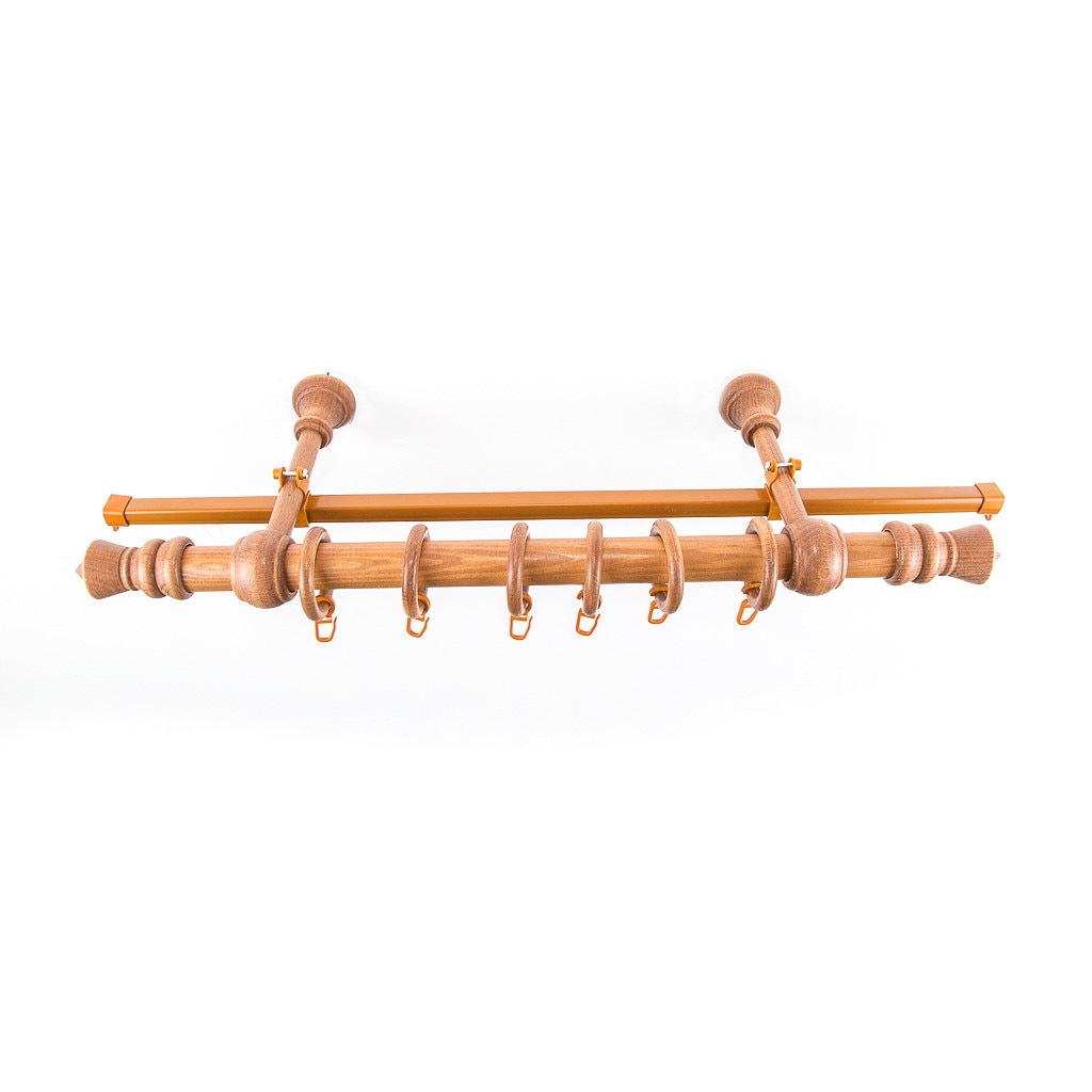 Kit galerie KING, lemn masiv, culoare CIRES 300 cm + sina U cires 290 cm, accesorii incluse, KIT COMPLET