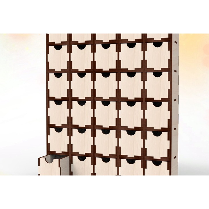 Organizer birou 30 sertare, Intrahome, din plywood 3mm-4mm, dimensiuni 30x20cm, fabricat in Grecia