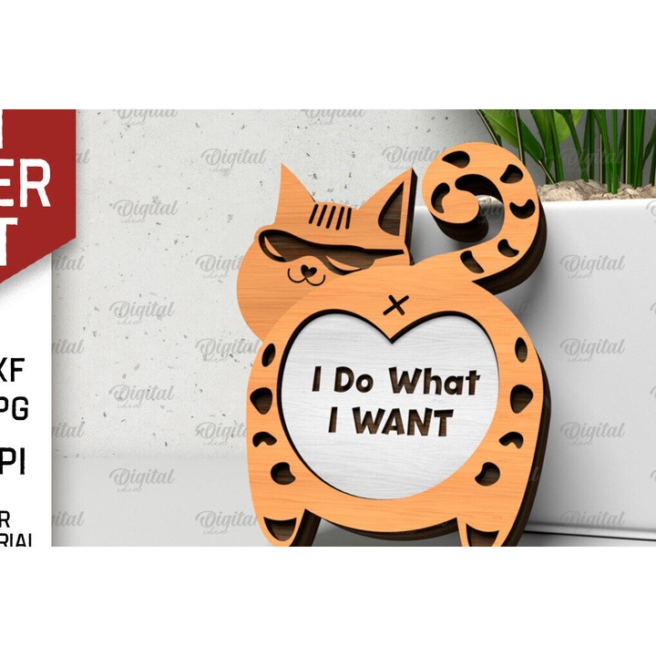 Placa lemn, Intrahome, 3mm-4mm, 30x20cm, design taiat cu laser