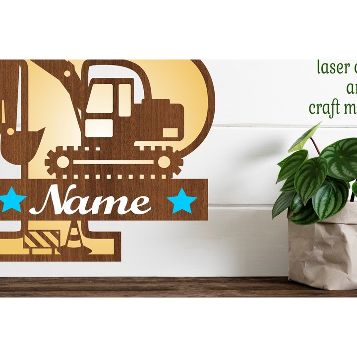 Litera P din lemn Plywood 3mm-4mm, Digger Capital, 30x20cm, set decorativ