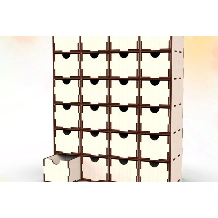 Organizer birou 24 sertare, Intrahome, din plywood 3mm-4mm, dimensiuni 30x20cm