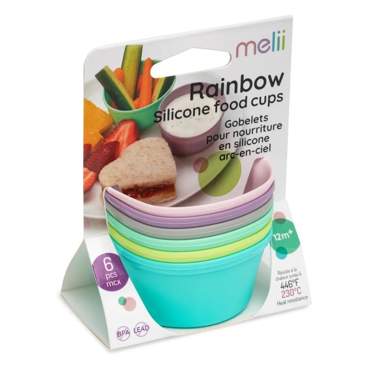 Комплект от 6 купички за деца, Melii, Силиконови, Многоцветни
