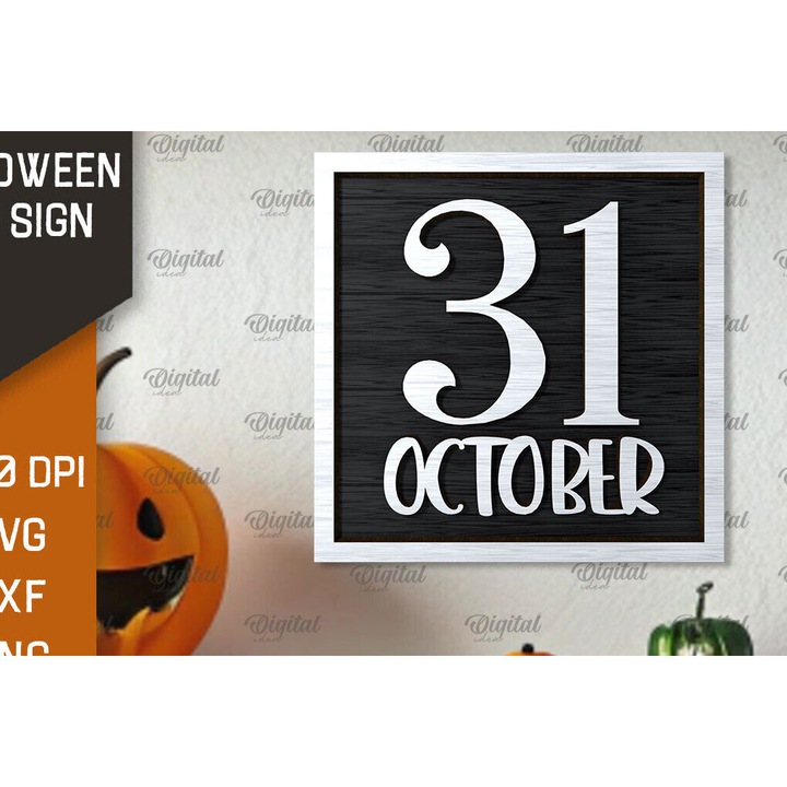 Accesorii decorative, Intrahome, Plywood wenge, 3mm-4mm, 15x15cm, set pentru Halloween