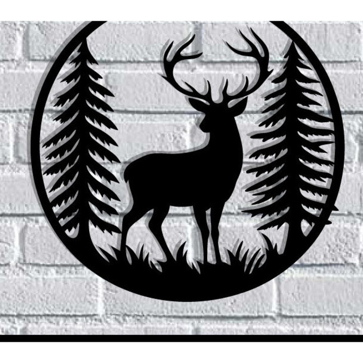 Decoratiune de perete din metal cerb, Intrahome, taiat laser, 40x50cm, din plywood 3mm-4mm