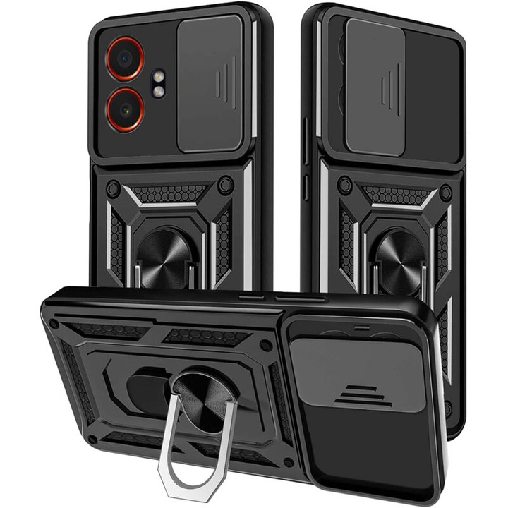 Husa telefon Mat-Tech compatibila cu Samsung Galaxy Xcover7 Pro, Protectie Camera, Inel, Magnet, Anti-Shock, Rugged Protection, Negru