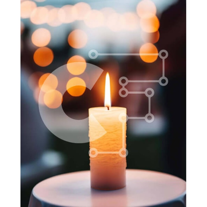 Puzzle din lemn Intrahome, 10x10 cm, 25 piese, imagine cu oameni la o masa alba, cutie din lemn wenge