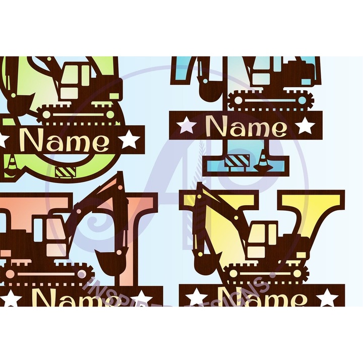 Litera Monogram Digger din lemn stratificat 3 straturi, 30x20 cm, Intrahome, 3mm-4mm, ideal pentru decorare si proiecte DIY