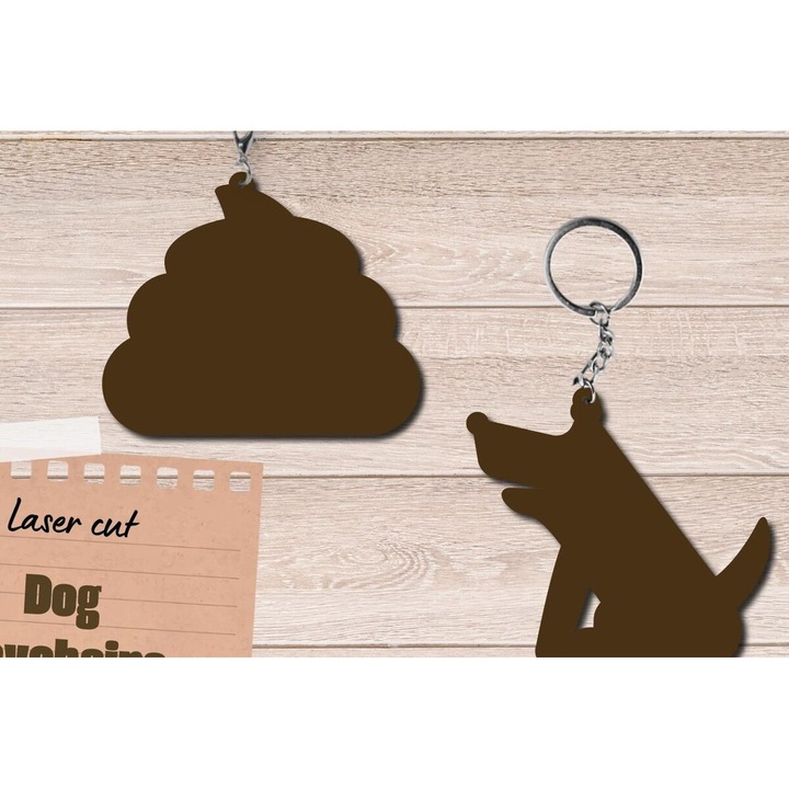 Breloc pentru caini, Intrahome, din plywood 3mm-4mm, dimensiune 3x3cm, cadou pentru iubitorii de animale