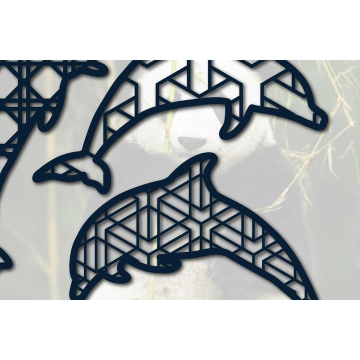 Arta de perete din lemn taiat cu laser, Intrahome, delfin, 40x50cm, 3mm-4mm