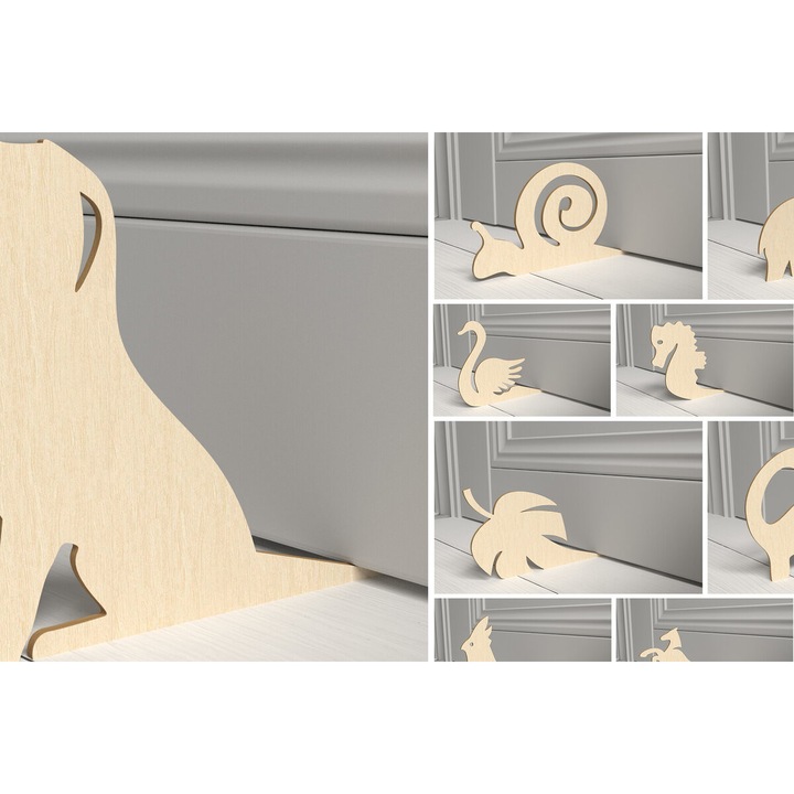 Set opritoare de usa din lemn, Intrahome, 3mm-4mm, 30x20cm