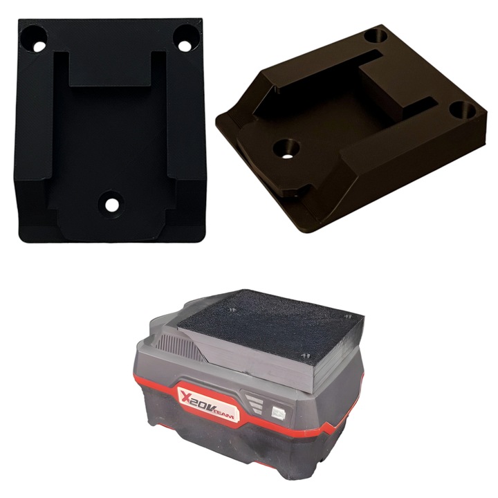 Fali tartó Parkside X20V akkumulátorhoz, Fekete színű, műanyag, 2 darabos készlet