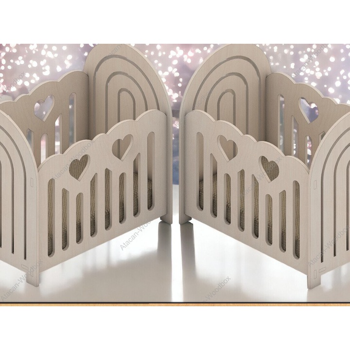 Leagan Mini Rainbow DIY din Plywood, Intrahome, 3mm-4mm, 4x4 cm, Set Accesorii Decorative