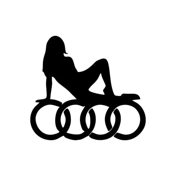 Sticker Auto Audi Sexy Girl 1, alb, 20 cm, sticker autocolant, premium