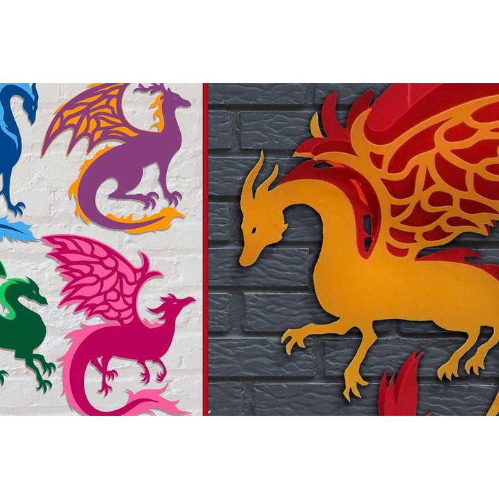 Set Placi Lemn, Intrahome, Dragons Bundle, 3mm-4mm, 30x20cm