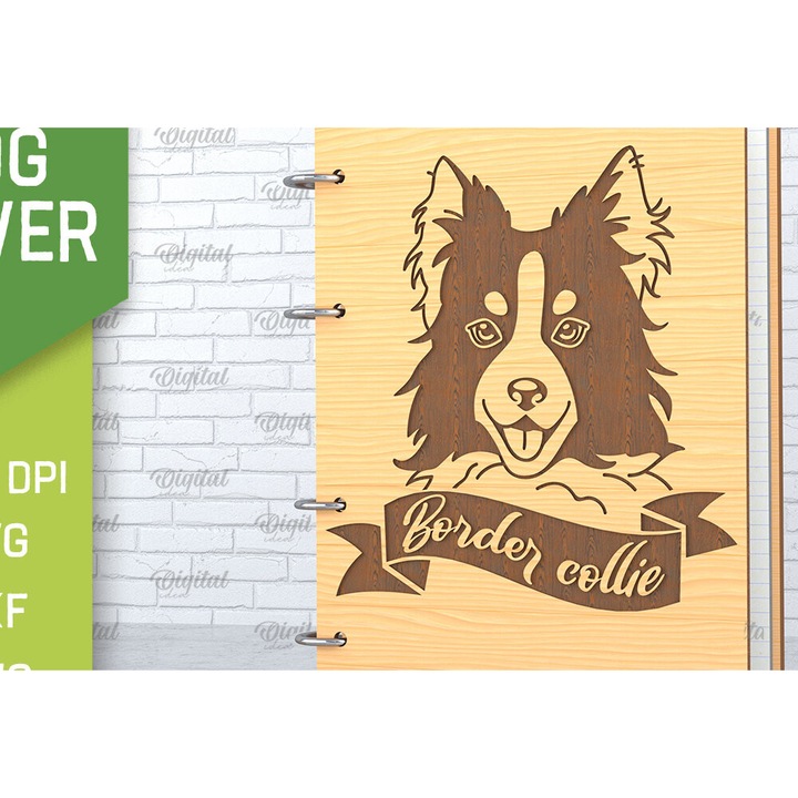 Culcus pentru animale, Intrahome, Border Collie, 30x20cm, din plywood 3mm-4mm, ideal pentru decorare si proiecte DIY