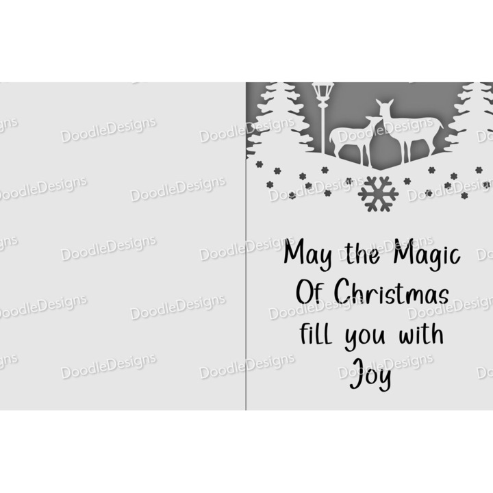 Felicitare de Craciun, Intrahome, cerb in padure, 3mm-4mm, 15x15cm