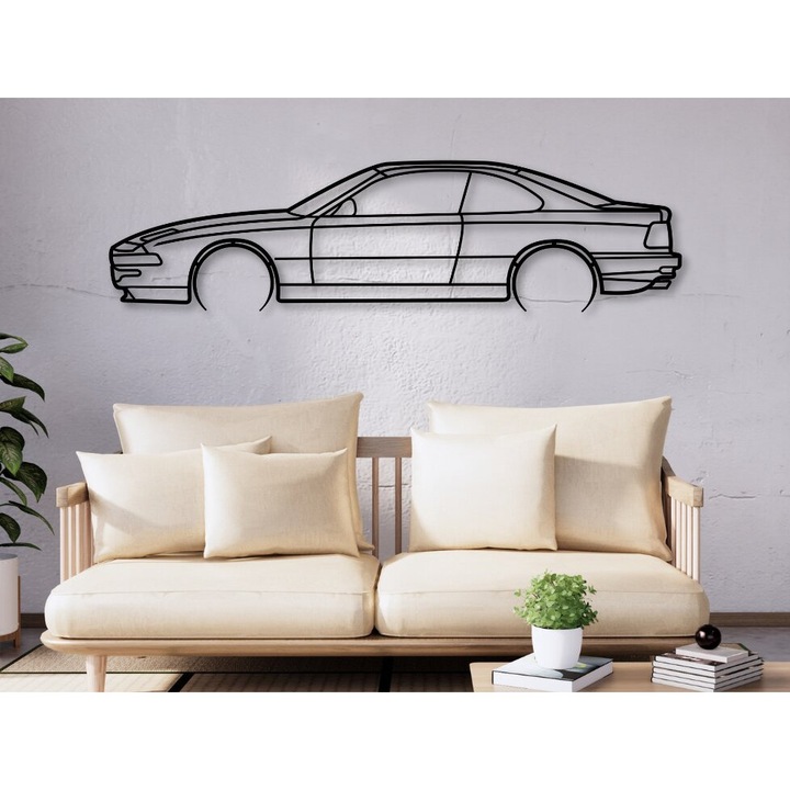 Silhouette de masina taiata cu laser E31, Intrahome, din plywood 3mm-4mm, 20x20 cm, set de accesorii decorative